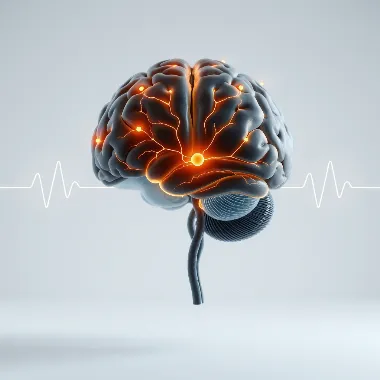 Gehirn mit Nervenbahnen und Wellness-Symbolen