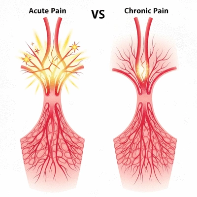 Illustration comparing acute and chronic nerve pain