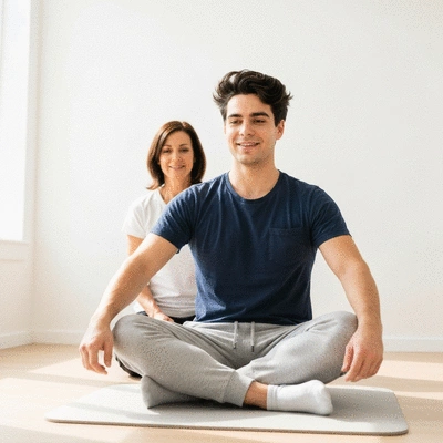 User engaging in balance therapy session