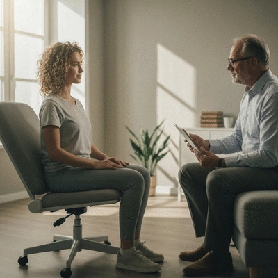 User engaging in a therapy session for balance improvement