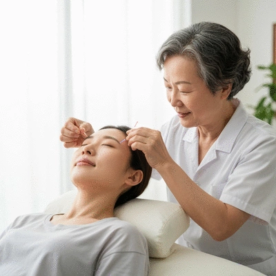 Augenakupunktur Behandlungsszene